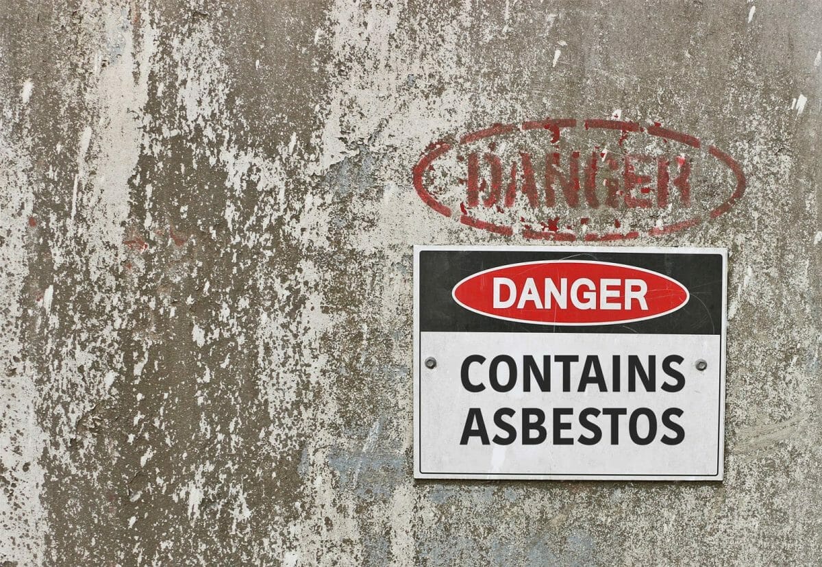 asbestos warning sign danger contains